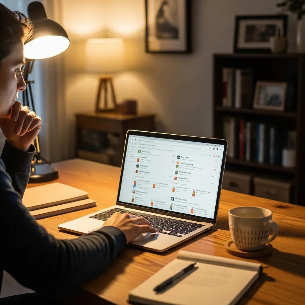 Person looking at a laptop, symbolizing the search for answers about bail bonds