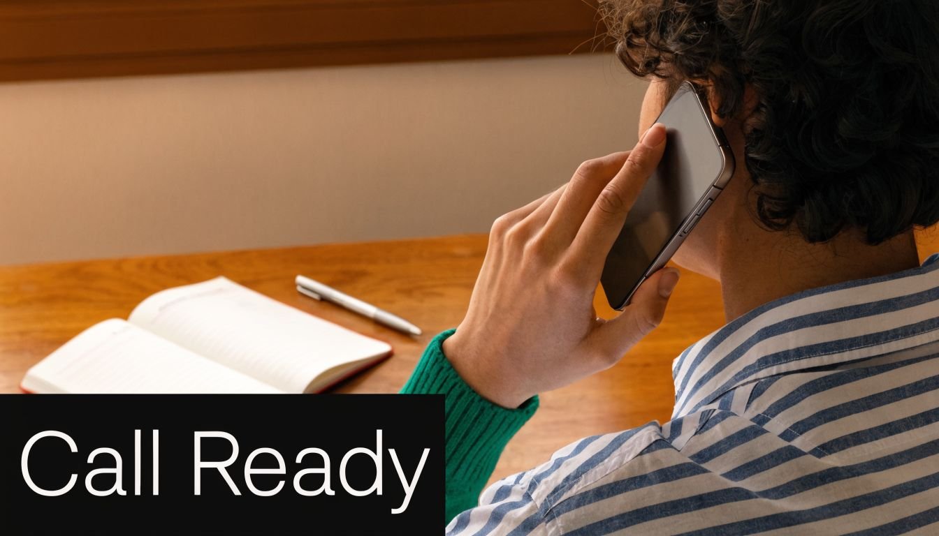 A person with curly hair talking on a mobile phone while sitting at a desk.