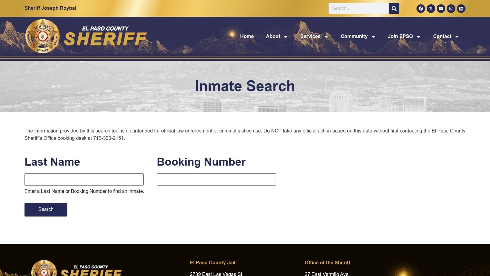 Screenshot from https://epcsheriffsoffice.com/services/search-for-inmates/