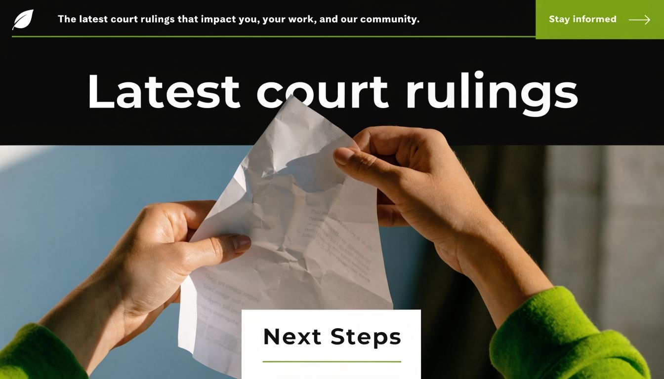 A person holds up a crumpled legal document while reviewing court rulings on upcoming next steps.