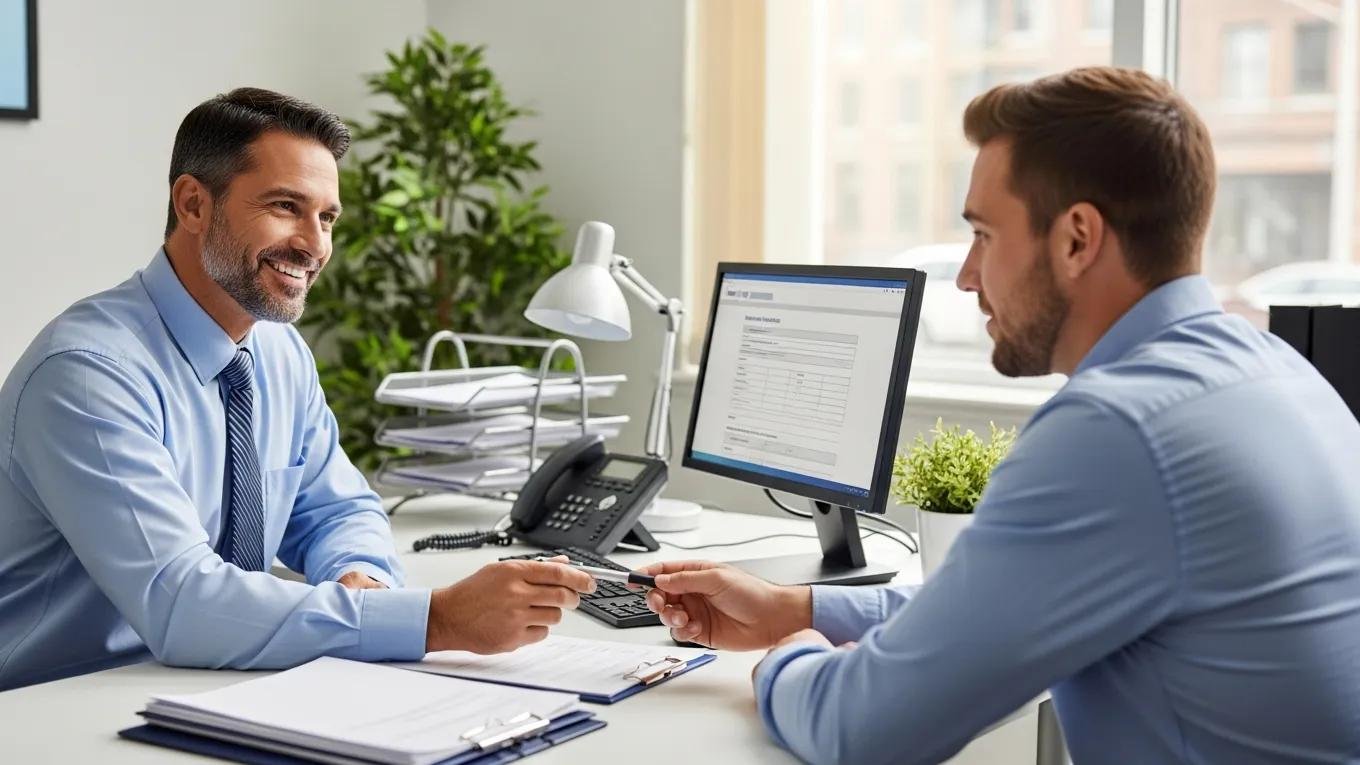 Bail bondsman assisting a client with the bail bond process