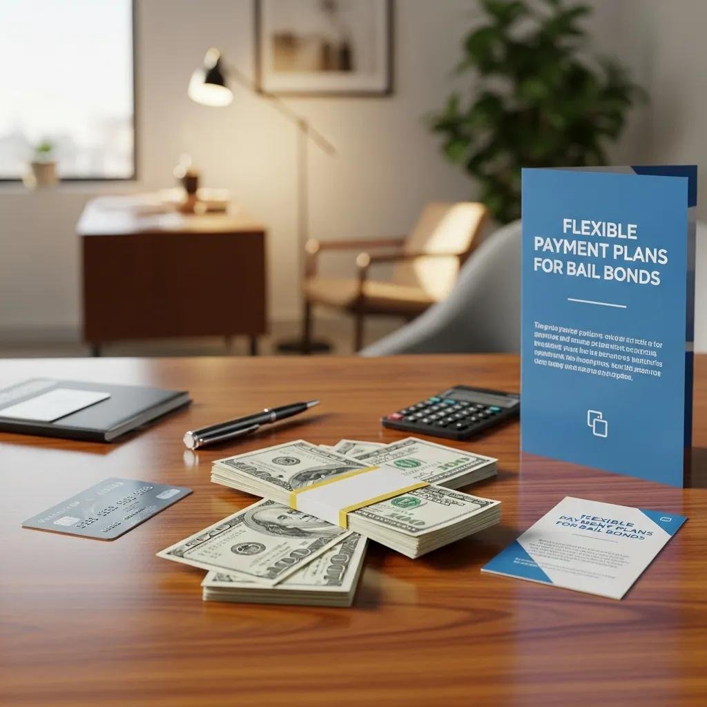 Various payment methods for bail bonds displayed on a table, highlighting financial options