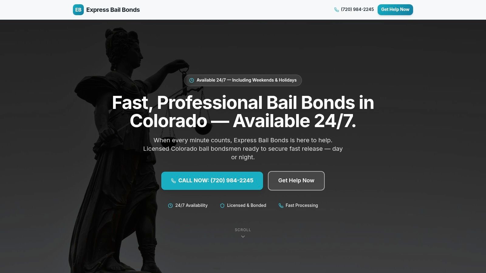 Screenshot from https://expressbailbonds.com/
