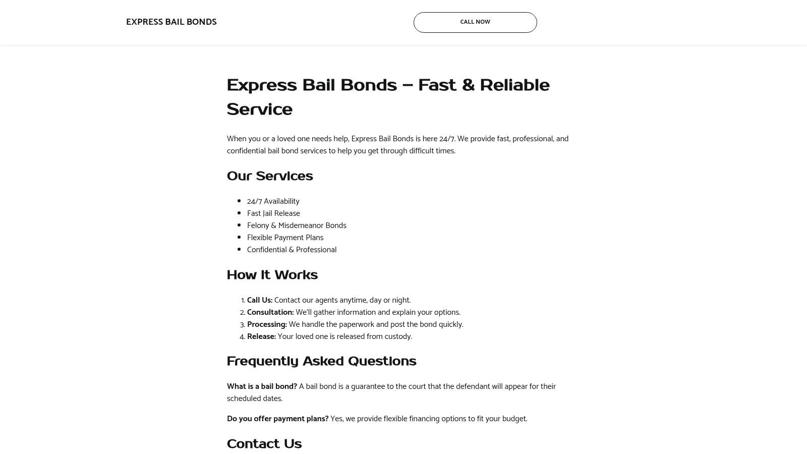 Screenshot from https://expressbailbonds.com/