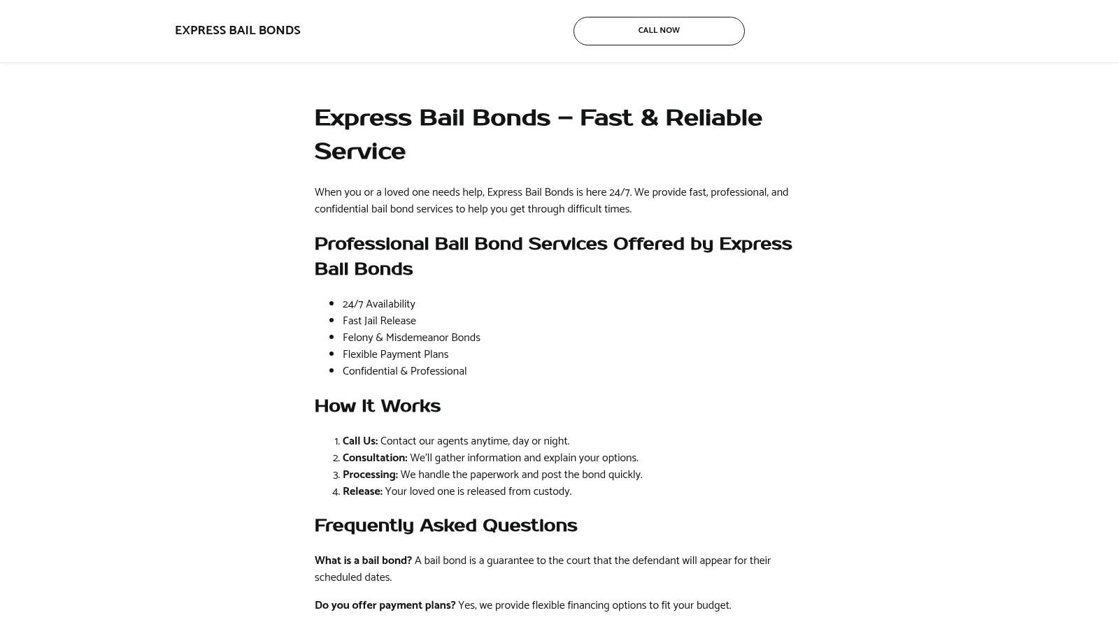 Screenshot from https://expressbailbonds.com/