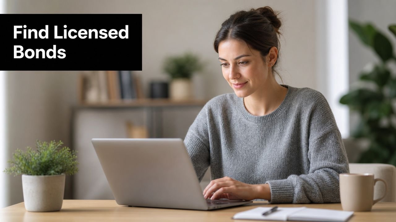 A smiling woman working on her laptop in a cozy, well-lit home office environment.