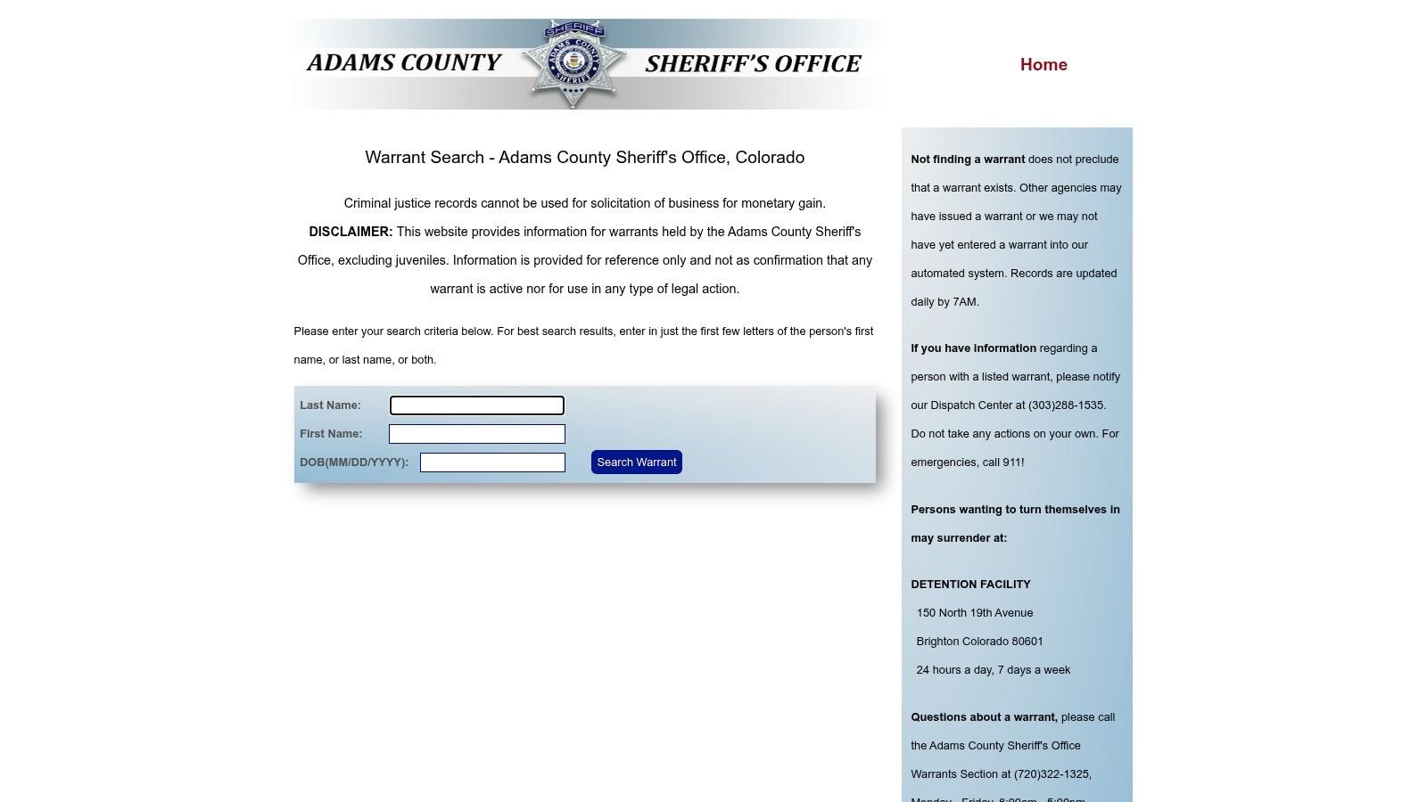 Adams County Sheriff's Office – Detention Facility