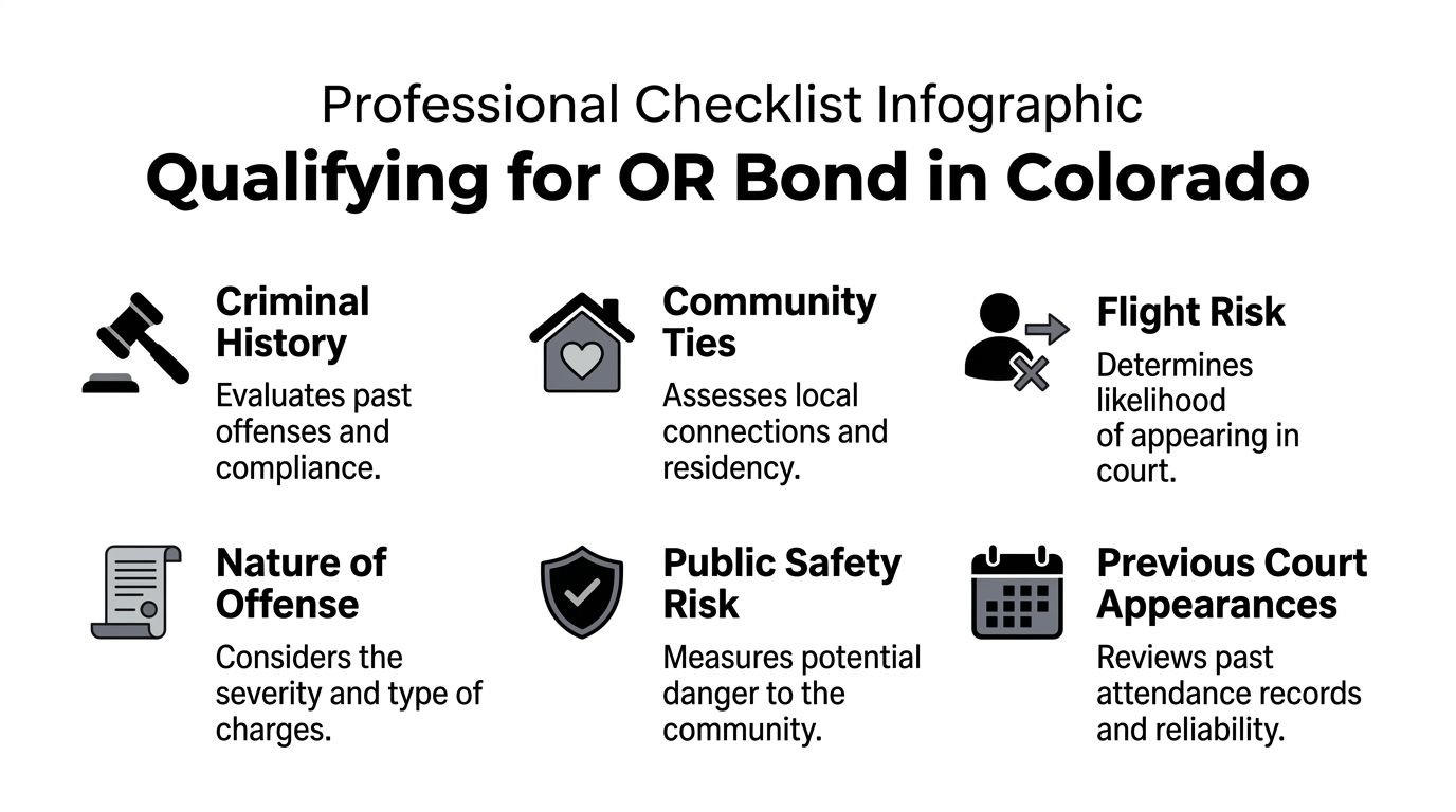 An infographic detailing the factors for qualifying for an OR bond in the state of Colorado.